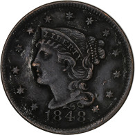 États-Unis, Braided Hair Cent, 1848, Philadelphie, Cuivre, TTB, KM:67 - 1840-1857: Braided Hair