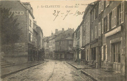 3 Superbes Cpa 71 LA CLAYETTE. Café Perriaud Grande Rue, Salle Des Fêtes Et Rue Des Halles 1905-06-02 - Autres & Non Classés