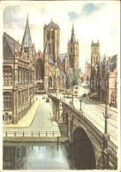 72286454 Gent Gand Flandre Kirchen Monuments Zeichnung Gand - Gent