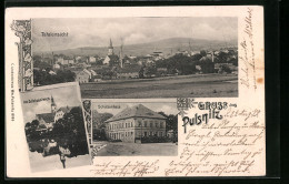 AK Pulsnitz, Schützenhaus, Am Schlossteich, Totalansicht  - Pulsnitz