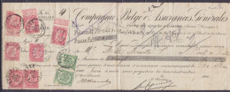 Reçu "Compagnie Belge D'Assurances Bruxelles" Affr. Paire N°56 + 7x N°58 - 7 Présentations ! - Càd EGHEZEE 1904 - Voir S - 1893-1900 Fine Barbe