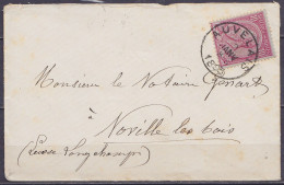 Env. Affr. N°46 Càd AUVELAIS /2 JANV 1893 Pour NOVILLE-LES-BOIS Eghezée (au Dos: Càd Arrivée LEUZE-LONGCHAMPS) - 1884-1891 Leopold II.