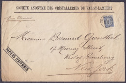 Grande Env. "Papiers D'affaires - Cristalleries Du Val-St-Lambert" Affr. N°60 Càd VAL-ST-LAMBERT /6 FEVR 190? Pour Broad - 1893-1900 Schmaler Bart