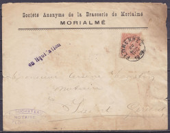 Env. "Brasserie De Morialmé" Affr. N°57 Càd FLORENNES /20 AVRIL 1899 Pour SAINT-GERARD (au Dos: Càd Arrivée ST-GERARD) - 1893-1900 Thin Beard