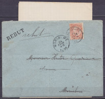 LAC Affr. N°57 Càd WALCOURT /22 FEVR 1896 Pour MORIALME Non Délivrée - Griffe "REBUT" (au Dos: Note Facteur "Inconnu à M - 1893-1900 Thin Beard