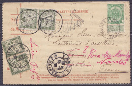 Enveloppe-lettre De La Haie Sainte Affr. N°83 Càd WATERLOO /24 SEPT 1909 Pour VANNES Taxée 40c, Réexpédiée à NANTES Re-t - 1893-1907 Wapenschild