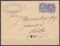 Env. Affr. Paire N°48 Càd LODELINSART /8 JUIN 1894 Pour KÖLN Allemagne (au Dos: Càd Arrivée CÖLN /-9.6.94) - 1884-1891 Leopold II