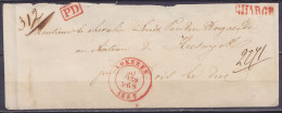 Env. Non Affr. Chargée Càd LOKEREN /30 MARS 1857 Pour BOIS-LE-DUC - Griffes [PD] & "CHARGE" (au Dos: Port "6") - 1851-1857 Medaglioni (6/8)