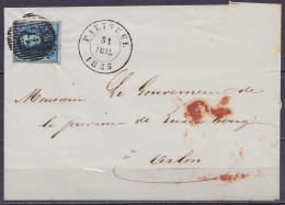 LSC (sans Contenu) Affr. N°7 D46 Càd PALISEUL /31 JUIL 1855 Pour ARLON (au Dos: Càd Arrivée ARLON) - 1851-1857 Medaillen (6/8)