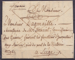 L. Datée Mai 1812 De PONTILLAS Pour LIEGE + Réponse En Retour - Man. "franco" - 1794-1814 (Période Française)