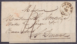 L. Datée 17 Juillet 1837 De HANNUT Càd T18 HANNUT /17 VII Pour Bureau Restant à DINANT - Port "4" (au Dos: Càd Arrivée D - 1830-1849 (Belgio Indipendente)
