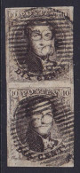 Belgique - Paire Verticale N°6 Médaillon 10c Brun Léopold I 1851 Pl.IV Pos.186/196 Obl. D38 NANDRIN - Superbe ! - 1851-1857 Medaillen (6/8)