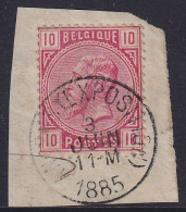 Belgique - N°38 - 10c Rose Léopold II 1883 - Rare Oblit. "ANVERS (EXPOSITION) /3 JUIN 1885" Sur Fragment - 1883 Leopoldo II