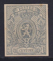 Belgique - N°22 * 1c Gris Petit Lion Non Dentelé 1866 Bien Margé, Signé W. Balasse - 1866-1867 Coat Of Arms