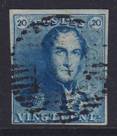 Belgique - N°2 Epaulettes 20c Bleu Obl. Effigie Bien Dégagée, Bien Margé - Superbe ! Luxe - 1849 Schulterklappen