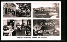 AK Berndorf Bei Kulmbach, Gaststätte Daunerbräu, Panoramaansicht, Brauhaus, Im Gastraum, Der Saal  - Kulmbach