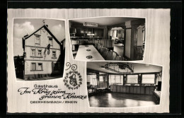 AK Oberheimbach Am Rhein, Gasthaus Im Krug Zum Grünen Kranze, Gastraum Und Saal  - Autres & Non Classés