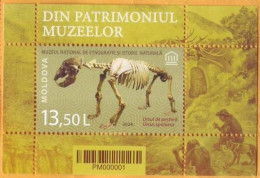 2024 Moldova „From The Museums’ Patrimony” Fossils The Cave Bear (Ursus Spelaeus) (block) - Musei