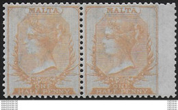 1863-81 Malta Vittoria ½d Buff Pair MNH SG N. 4 - Altri & Non Classificati