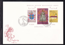 Besuch Von Papst Johannes Paul II. In Liechtenstein Block Auf FDC Ohne Anschrift - Andere & Zonder Classificatie