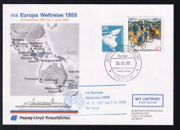 DEUTSCHE SCHIFFSPOST Ms Europa Hapag-Lloyd WELTREISE 25.01.88 + Cachet  - Other & Unclassified