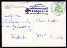 DEUTSCHE SCHIFFSPOST TRAVEMÜNDE-TRELLEBORG-LINIE MS PETER PAN 12.8.81 + Cachet - Other & Unclassified