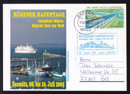 OSt. Sassnitz 11.7.05 + Cachets Rügener Hafentage 2005 Auf Sonderpostkarte  - Autres & Non Classés
