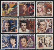 Niger 1996 Showbiz Personalities 9v, Mint NH, Performance Art - Elvis Presley - Marilyn Monroe - Movie Stars - Music -.. - Elvis Presley