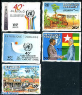 Togo 1985 40 Years UNO 5v, Mint NH, History - United Nations - Art - Bridges And Tunnels - Brücken