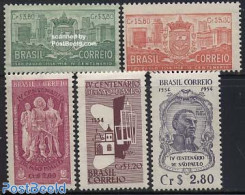 Brazil 1954 400 Years Sao Paulo 5v, Mint NH, History - Coat Of Arms - Unused Stamps