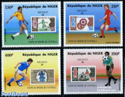 Niger 1986 World Cup Football Mexico 4v, Mint NH, Sport - Football - Stamps On Stamps - Timbres Sur Timbres