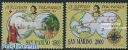 San Marino 1992 Discovery Of America 2v, Mint NH, History - Various - Explorers - Maps - Nuovi