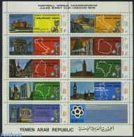 Yemen, Arab Republic 1970 World Cup Football 9v M/s, Mint NH, Sport - Various - Football - Maps - Aardrijkskunde