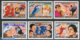 Central Africa 1984 Olympic Winter Games 6v, Mint NH, Sport - Transport - Olympic Winter Games - Skating - Skiing - Sp.. - Skiing