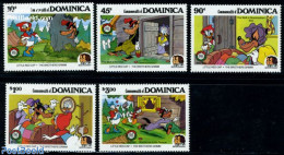 Dominica 1985 Christmas, Disney, Grimm 5v, Mint NH, Religion - Christmas - Art - Disney - Fairytales - Weihnachten