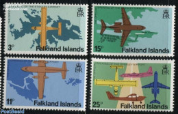 Falkland Islands 1979 Stanley Airport 4v, Mint NH, Transport - Various - Aircraft & Aviation - Maps - Vliegtuigen