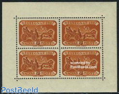 Hungary 1947 Stamp Day M/s (with 4 Stamps), Mint NH, Nature - Transport - Horses - Stamp Day - Coaches - Ongebruikt