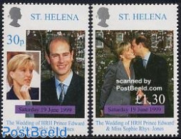 Saint Helena 1999 Edward & Sophie Wedding 2v, Mint NH, History - Kings & Queens (Royalty) - Familles Royales