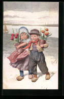 Künstler-AK Karl Feiertag: Junges Paar Mit Tulpen Im Arm  - Feiertag, Karl