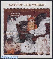 Dominica 1997 Cats 6v M/s, Mint NH, Nature - Cats - Repubblica Domenicana