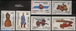 Uruguay 1988 Fire Brigade 6v, Mint NH, Transport - Automobiles - Fire Fighters & Prevention - Voitures