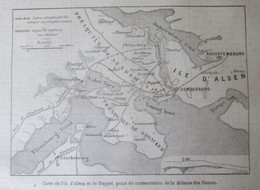 GRAVURE 1864    Ile De  ALSEN DUPPEL  DEFENSE DANEMARCK     SONDERBORG - Non Classés