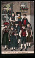 AK Schwarzwald, Kinder In Schwarzwälder Tracht  - Costumes