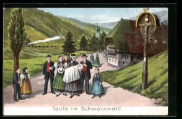 Präge-Künstler-AK Schwarzwald, Taufe, Menschen In Schwarzwälder Tracht  - Costumes