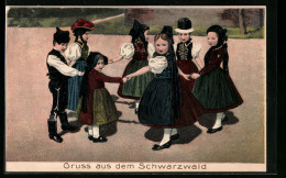 Künstler-Präge-AK Schwarzwald, Kinder In Schwarzwälder Tracht Tanzen Im Kreis  - Costumes