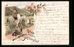 Lithographie Schwarzwald, Feldarbeiter In Schwarzwälder Tracht  - Costumi
