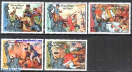 Niger 1976 US Bi-centenary 5v, Mint NH, History - Various - Flags - US Bicentenary - Weapons - Art - Sculpture - Unclassified