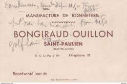 X13-43) SAINT PAULIEN (HAUTE LOIRE) MANUFACTURE DE BONNETERIE - BONGIRAUD - OUILLON  - Visiting Cards