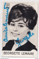 X11- ARTISTE FEMME  CHANTEUSE - GEORGETTE LEMAIRE - CARTE DEDICACEE - SIGNEE - AUTOGRAPHE - PHILIPS - 2 SCANS  - Artisti