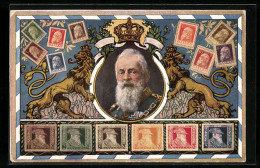 AK Prinzregent Luitpold, Briefmarken  - Familles Royales